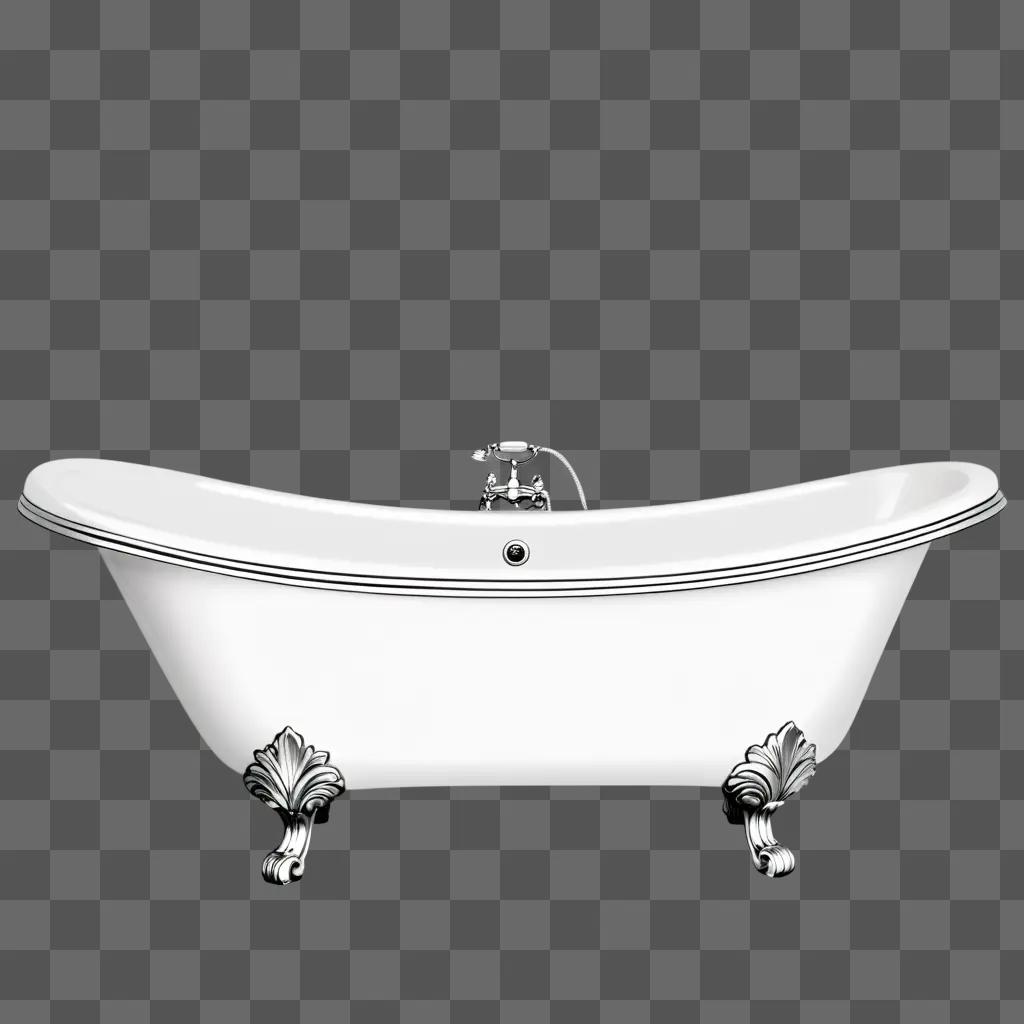 white bathtub with silver clasps and handles