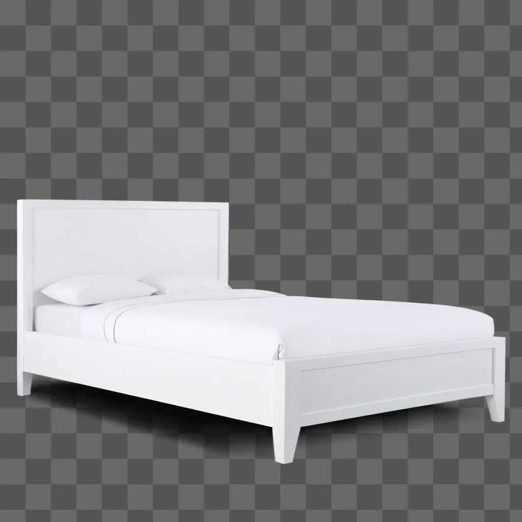 white bed with a white headboard and no sheets