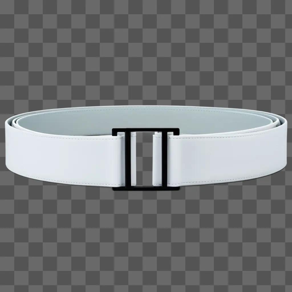 white belt buckle is shown on a transparent belt