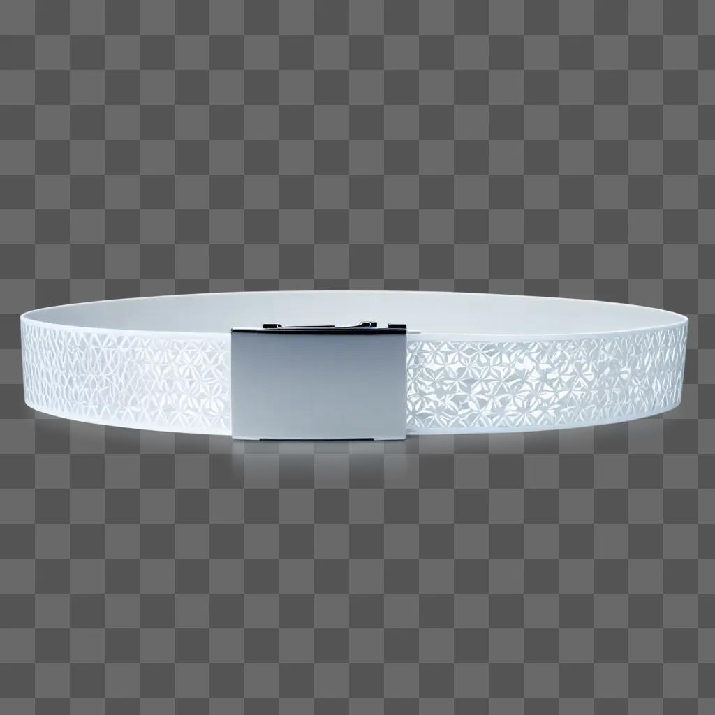 white belt with a metal buckle on a transparent background