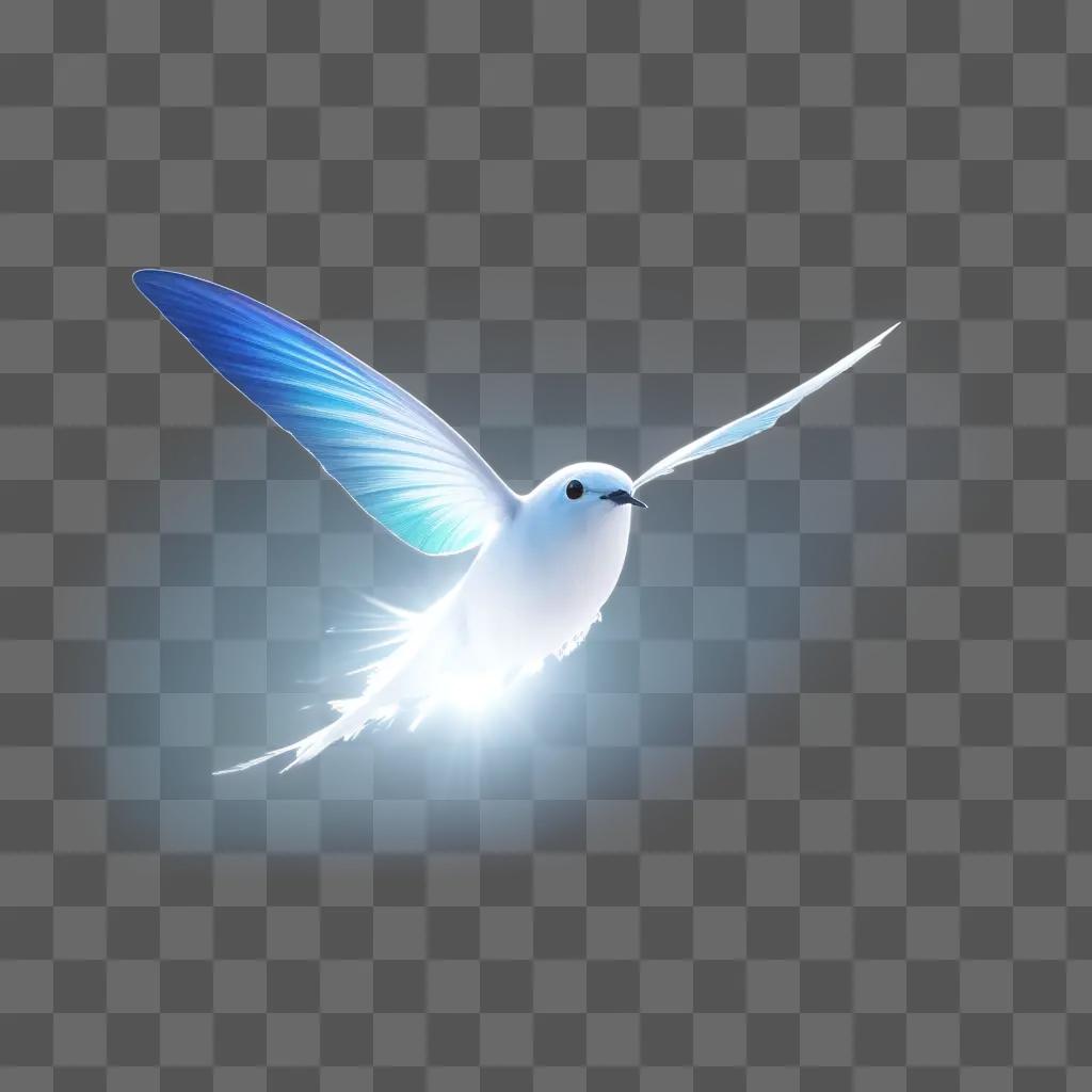 white bird flies through a blue sky with a transparent background