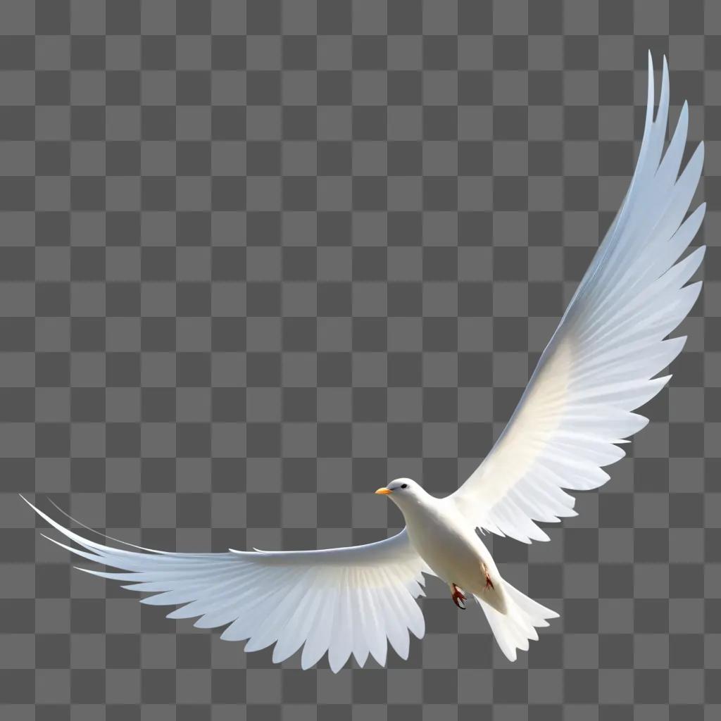 white bird flies through a transparent background