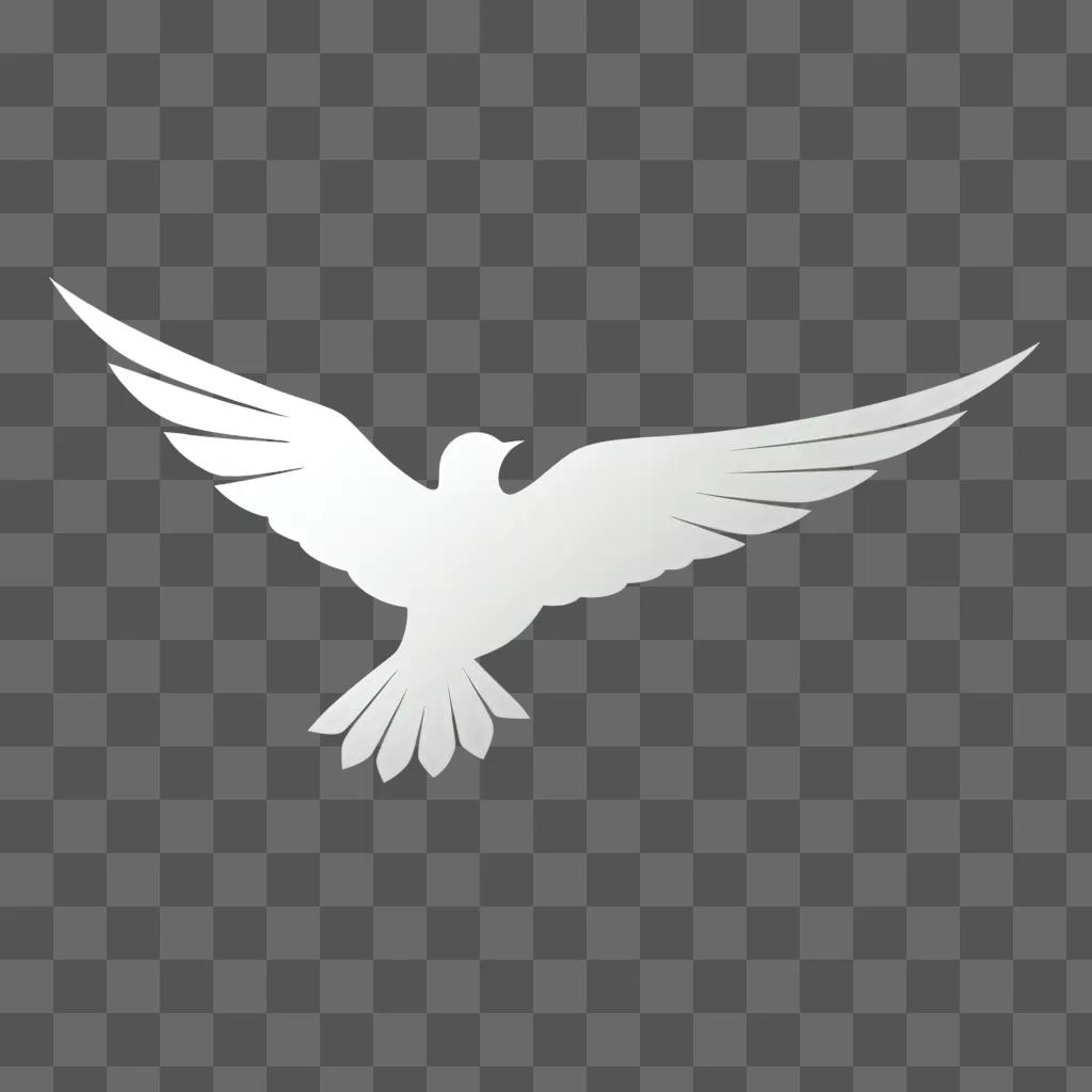 white bird logo flying against a white background