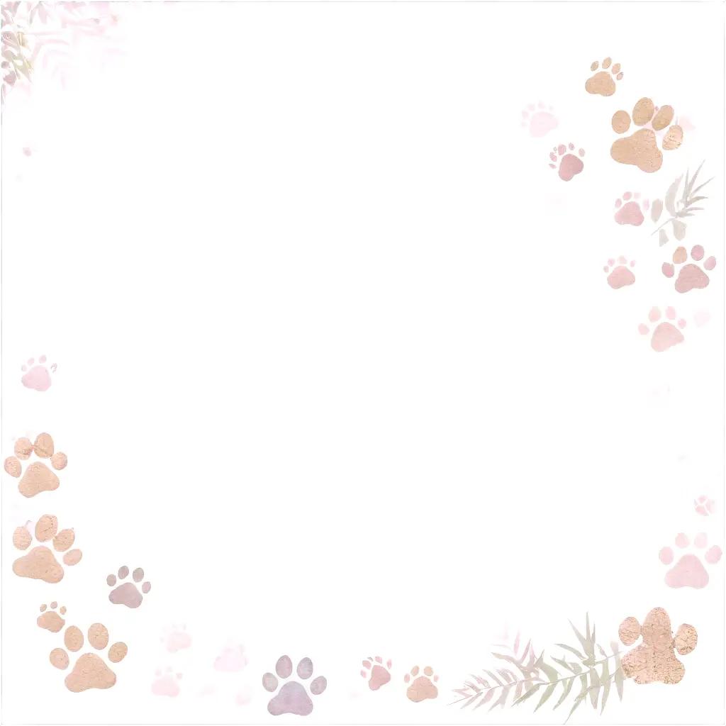 white border with pink dog paw prints