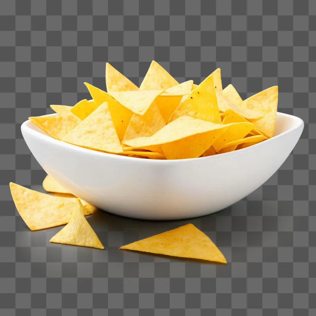 white bowl holds a pile of tortilla chips