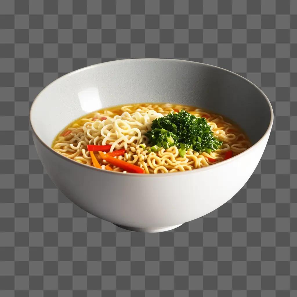野菜とスープのカップ麺の白いボウル