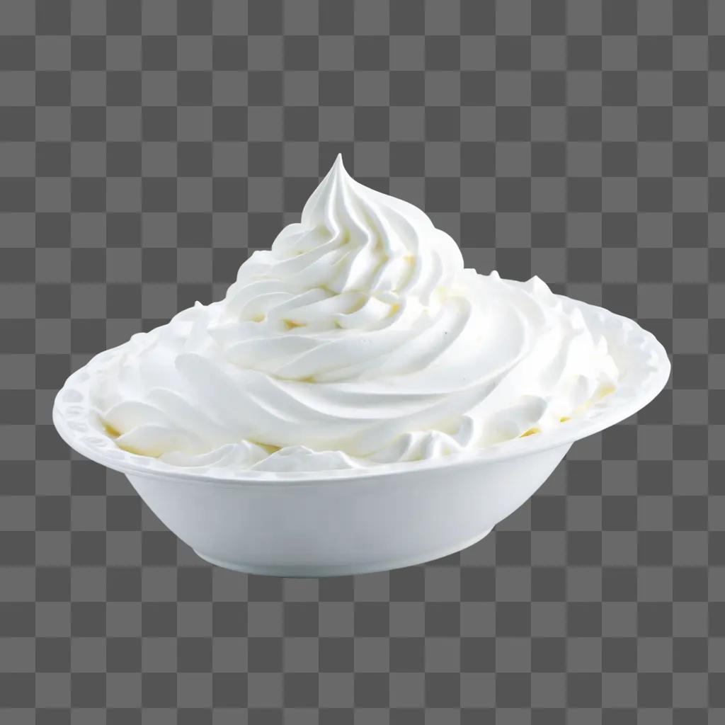 white bowl of whipped cream on a white surface