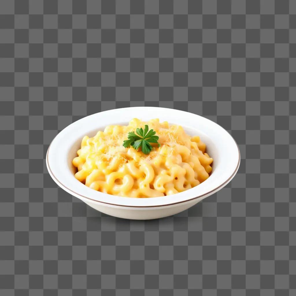 white bowl with mac and cheese and parsley