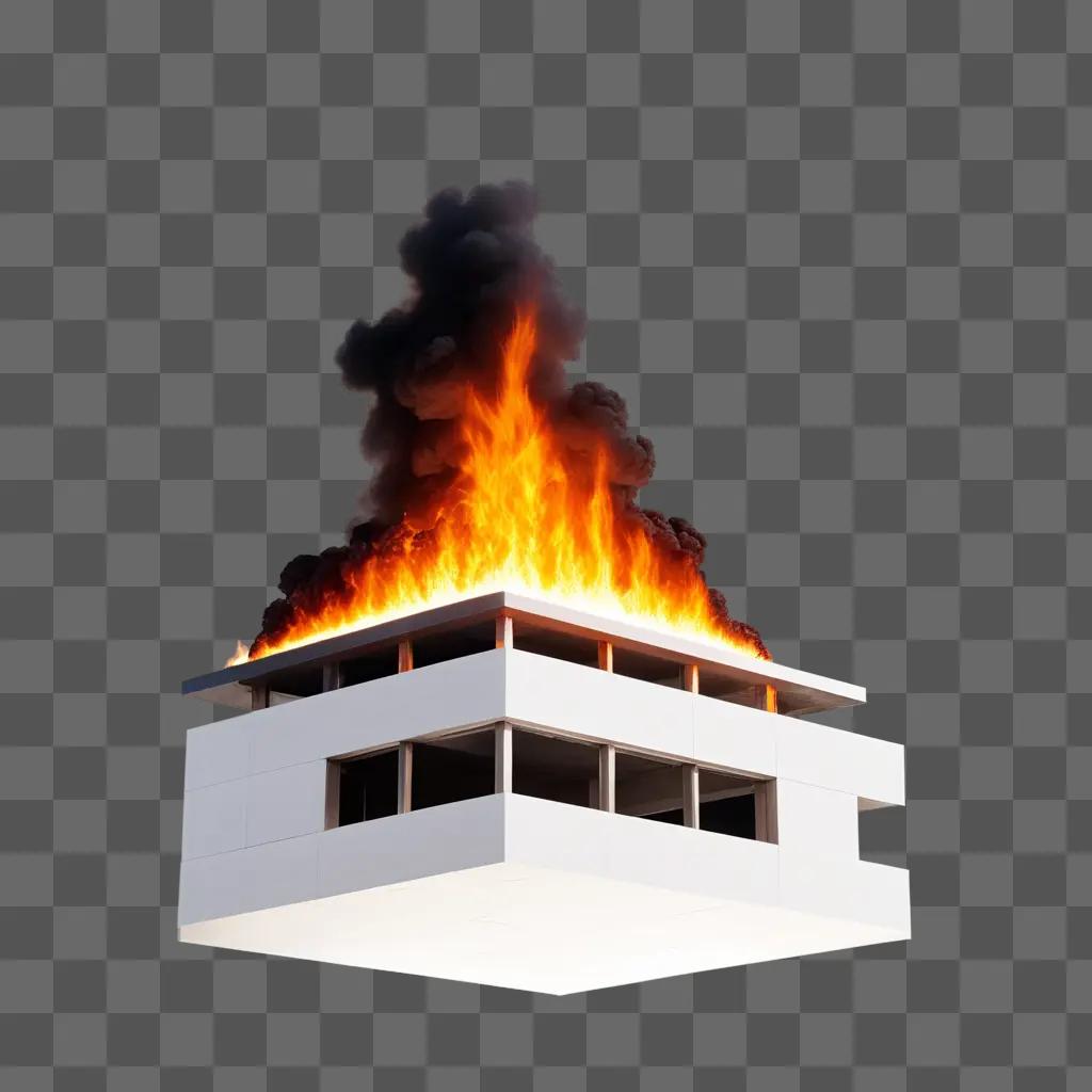 white building is on fire