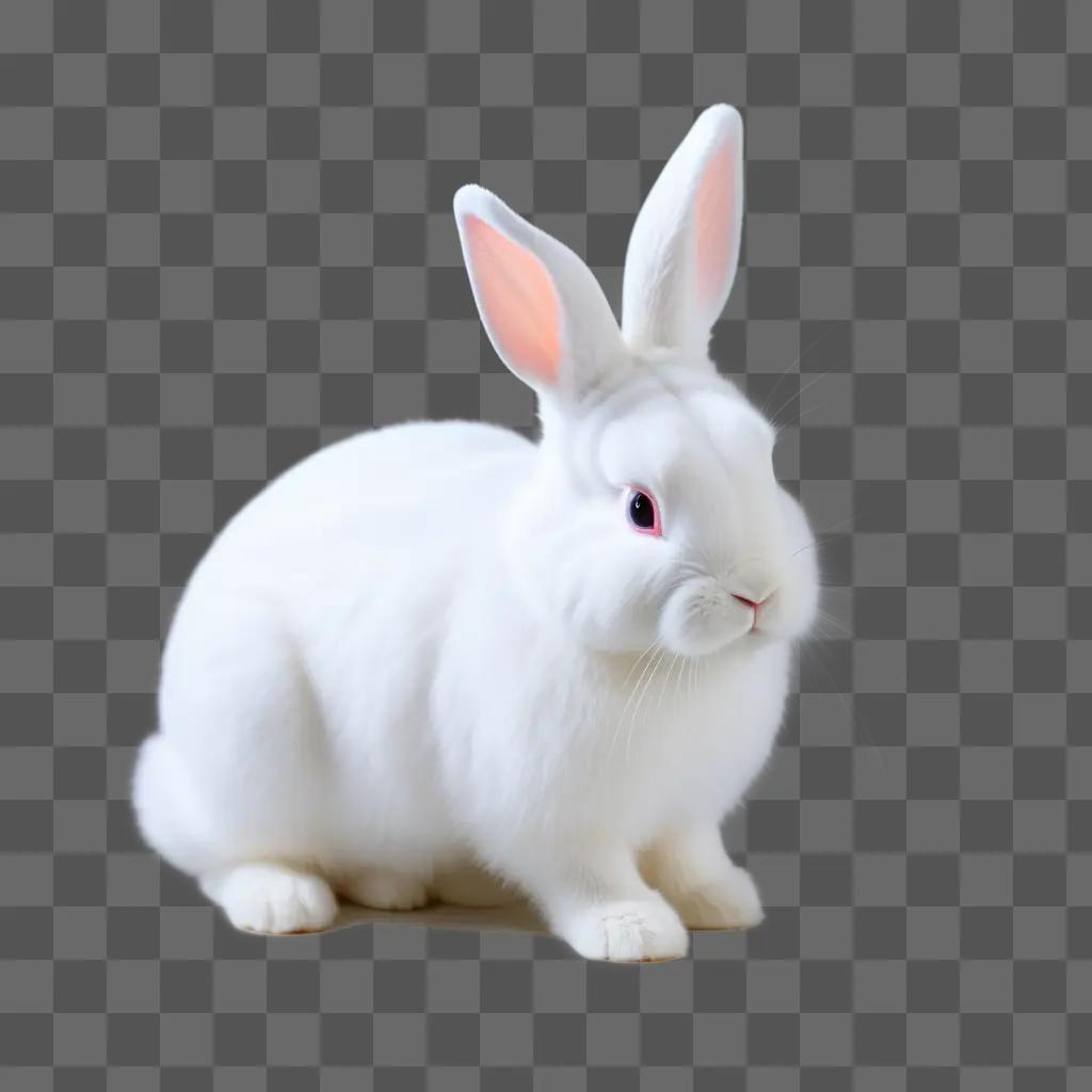 white bunny with pink ears is standing on a white background