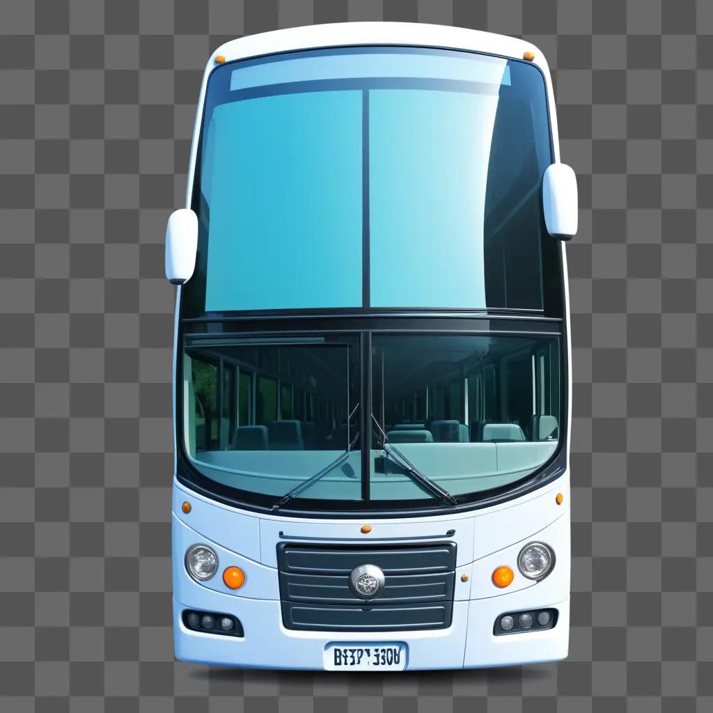 white bus with a blue background and black windows