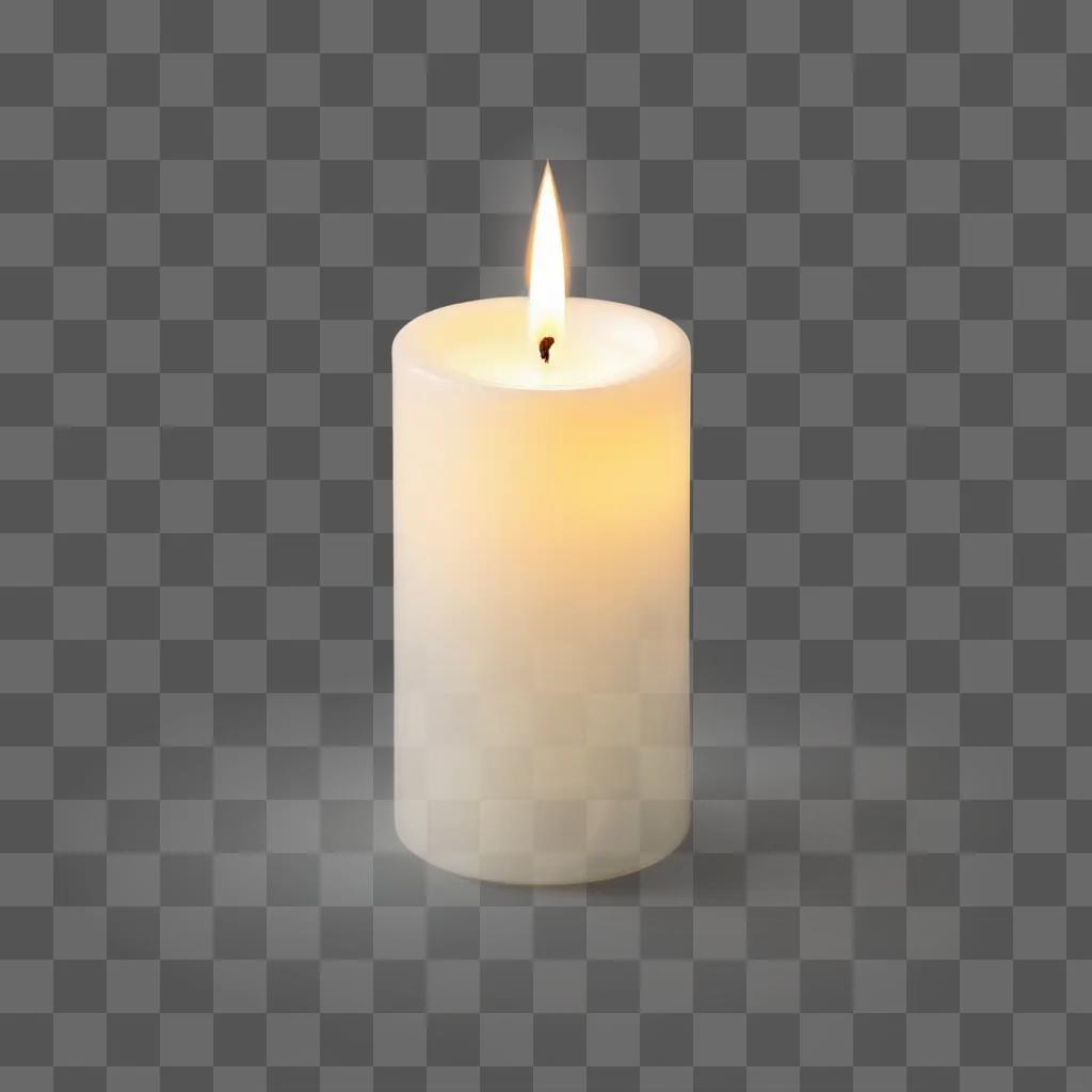 white candle burns in the center of the image