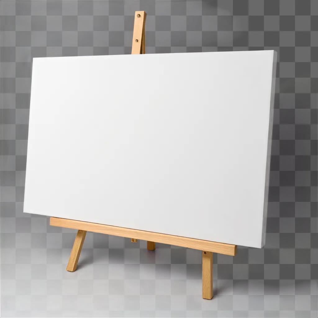 white canvas is mounted on an easel