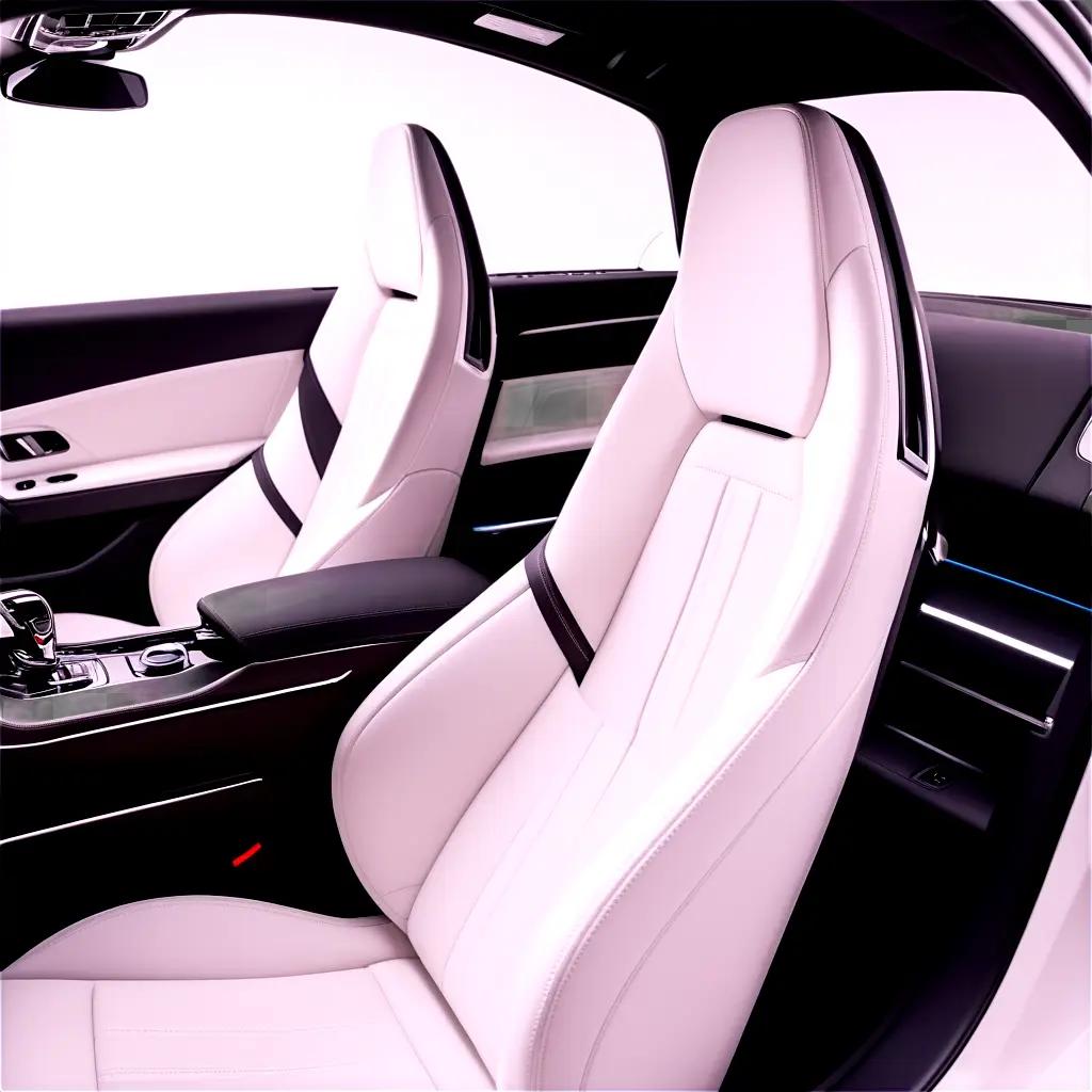 white car with black seats and a black center console