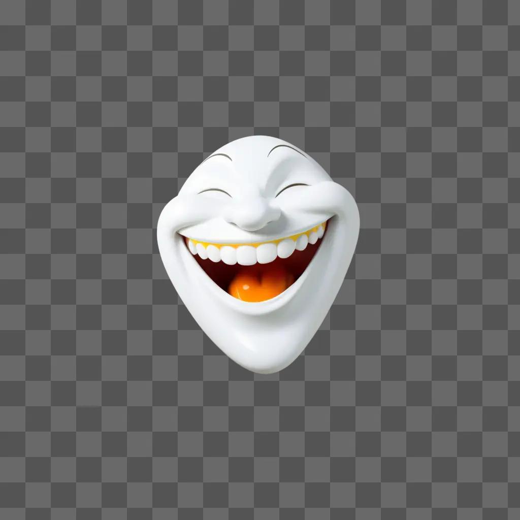 white cartoon face with a laughing mouth