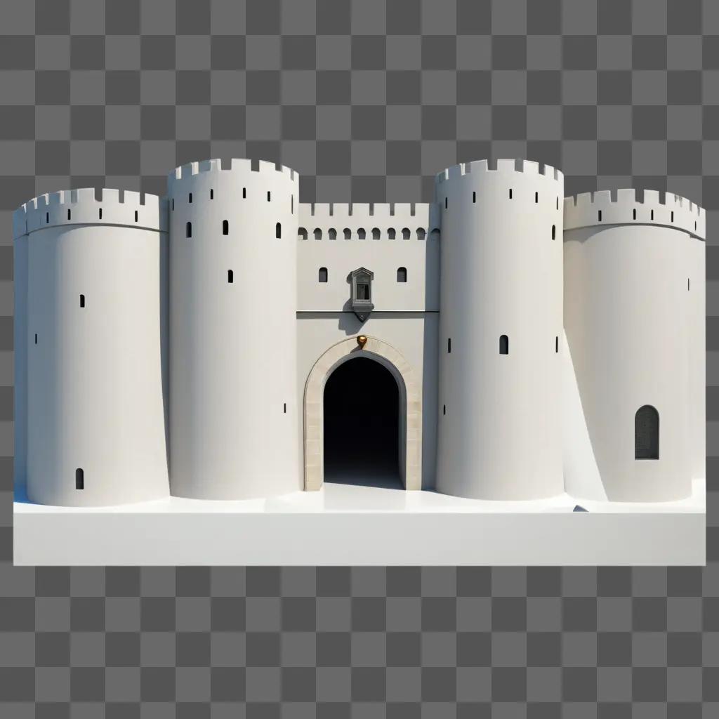 white castle with a secure gate and tower