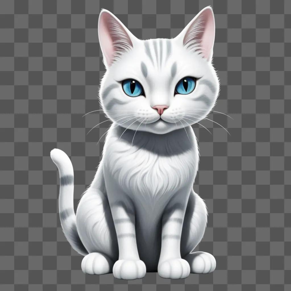 white cat drawing in a PNG format