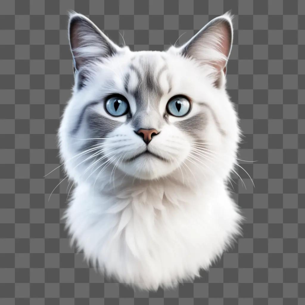 white cat drawing in a png format