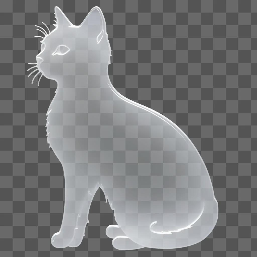 white cat is transparently displayed on a white surface