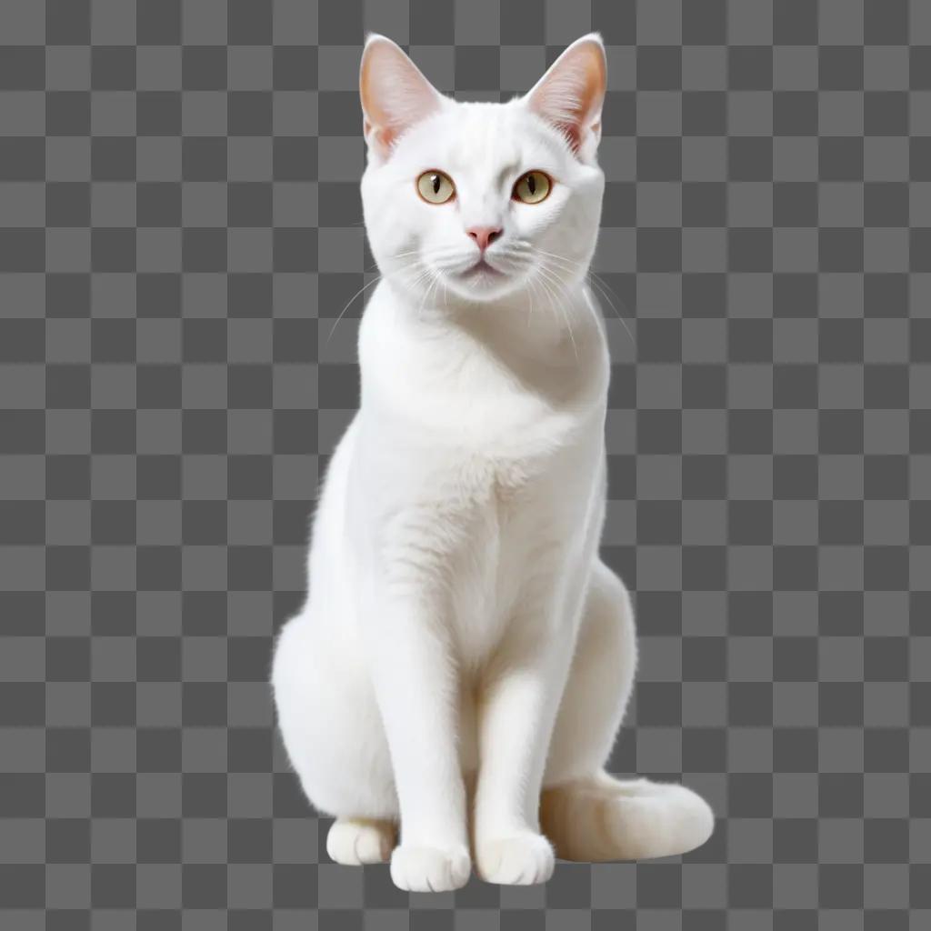 white cat sits on a transparent surface