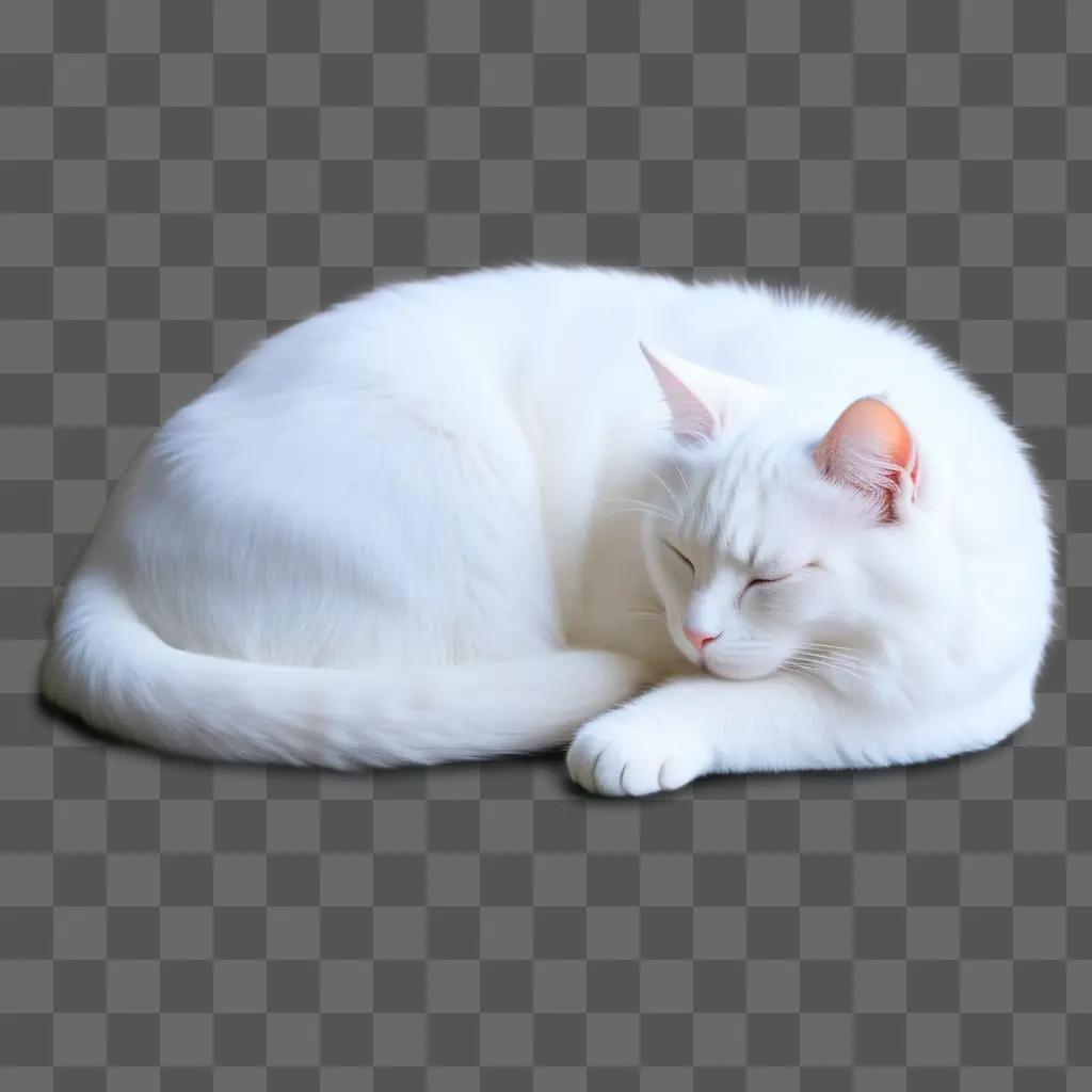 white cat sleeps in a white room