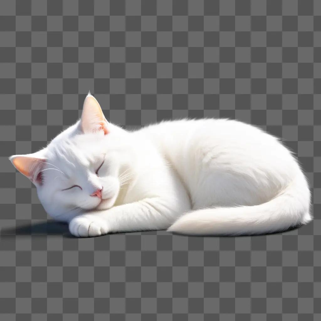 white cat sleeps on the floor