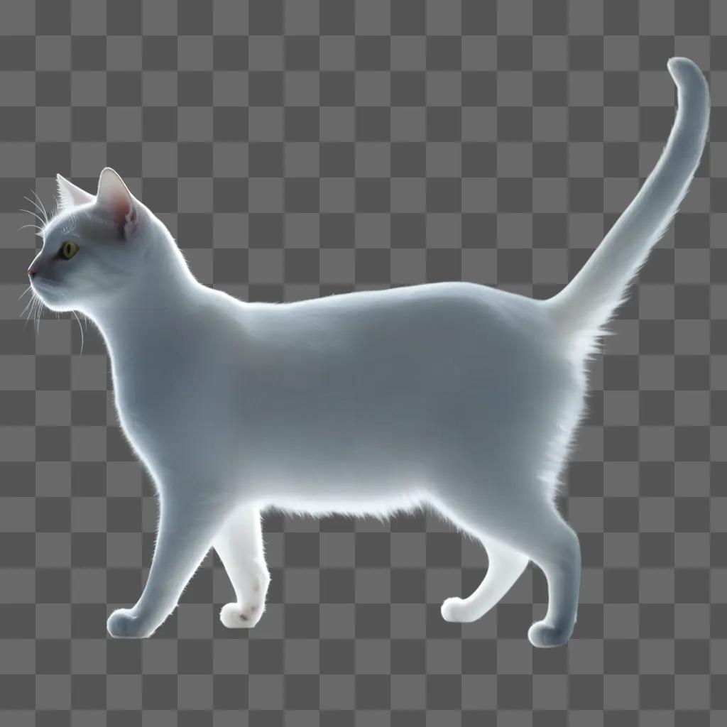 white cat walking on a transparent surface