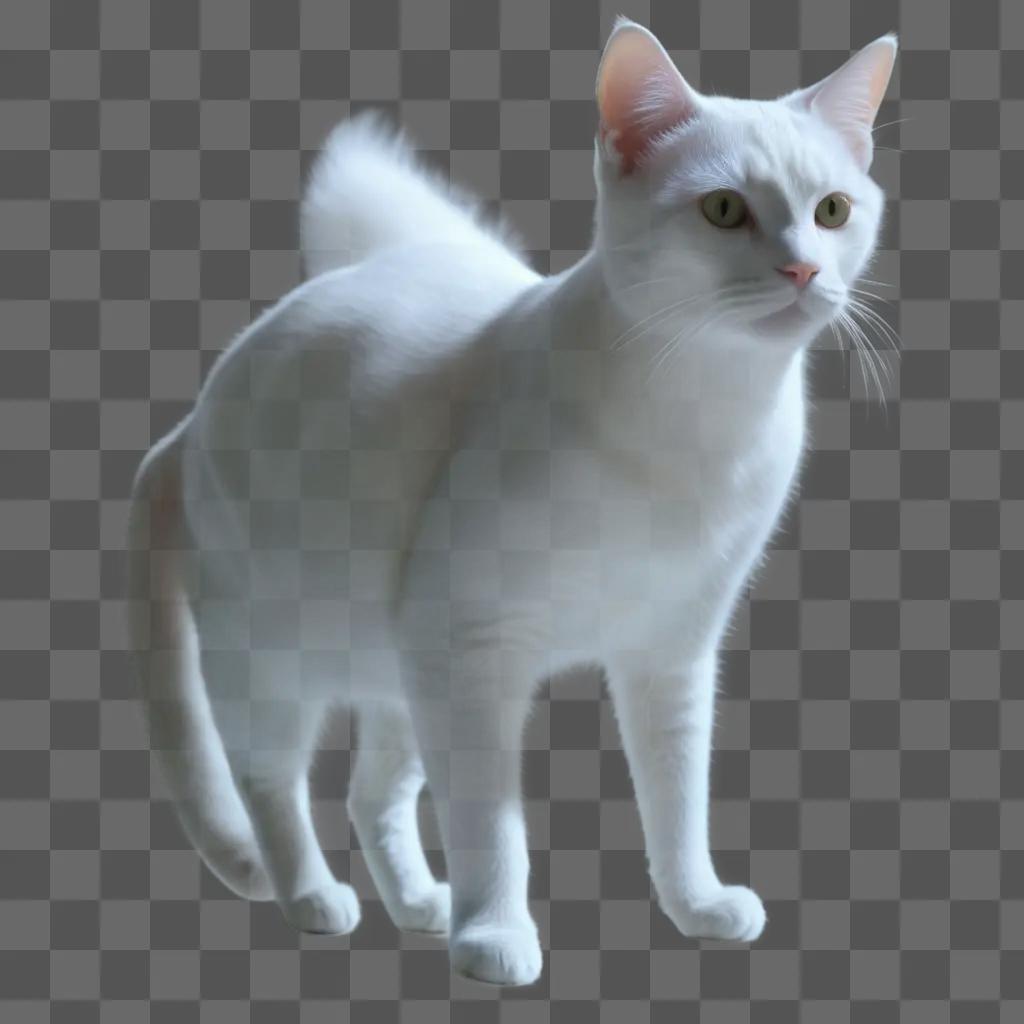 white cat with a transparent image behind it