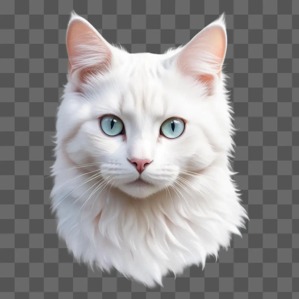 white cat with blue eyes is the subject of the drawing