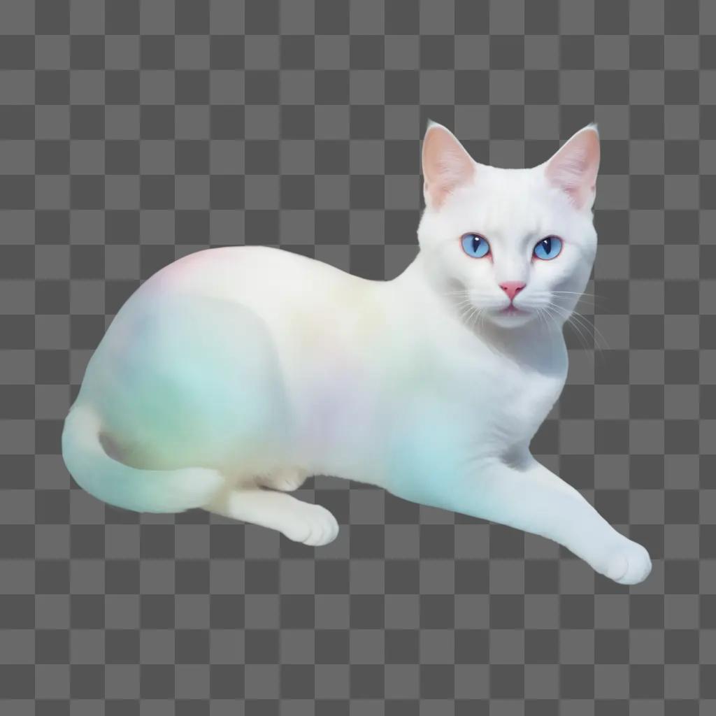 white cat with blue eyes is transparent