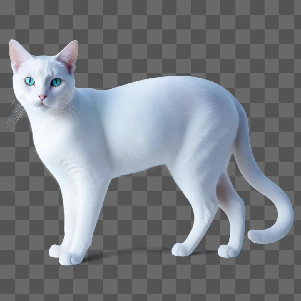 white cat with blue eyes is transparent