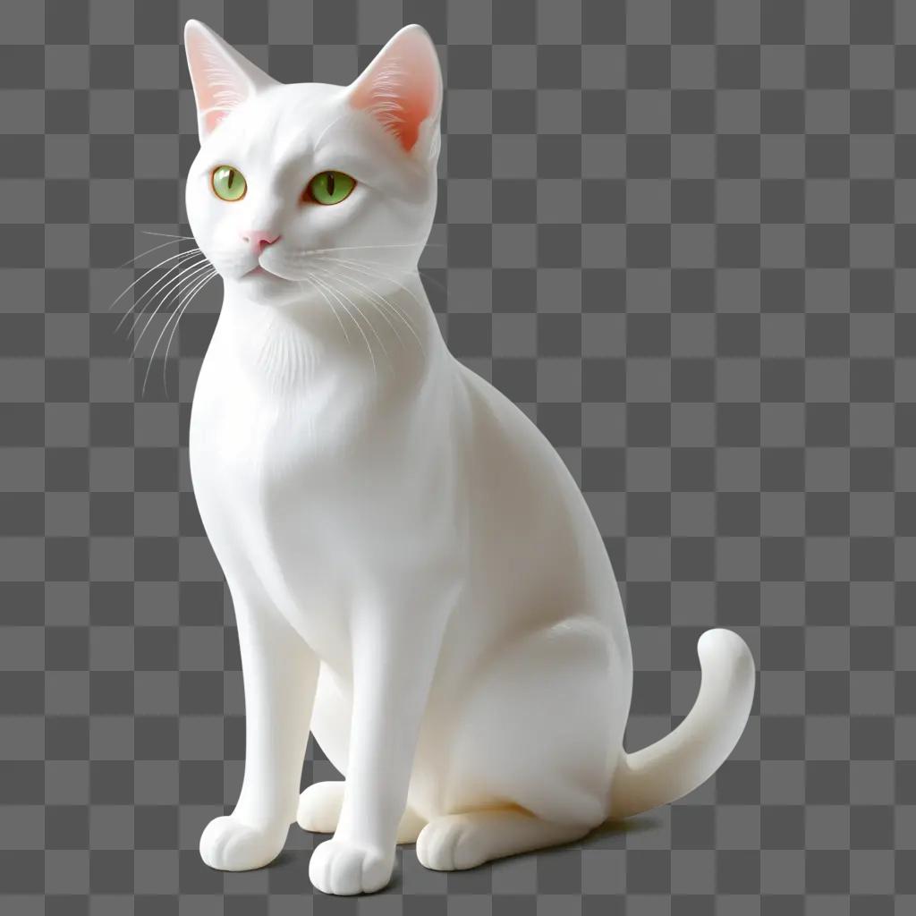 white cat with green eyes is on a transparent surface