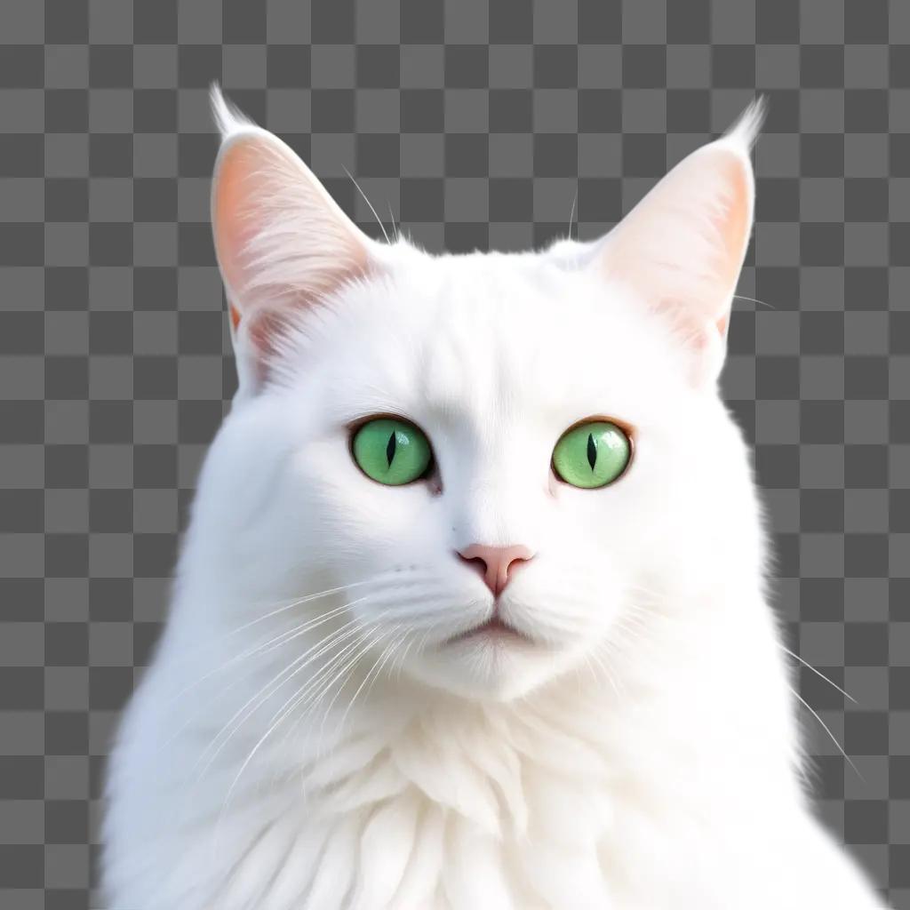 white cat with green eyes staring at the camera