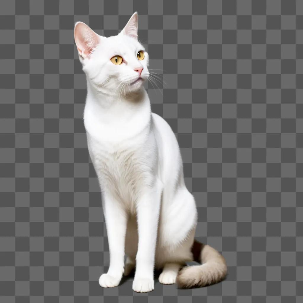 white cat with orange eyes stands on its hind legs