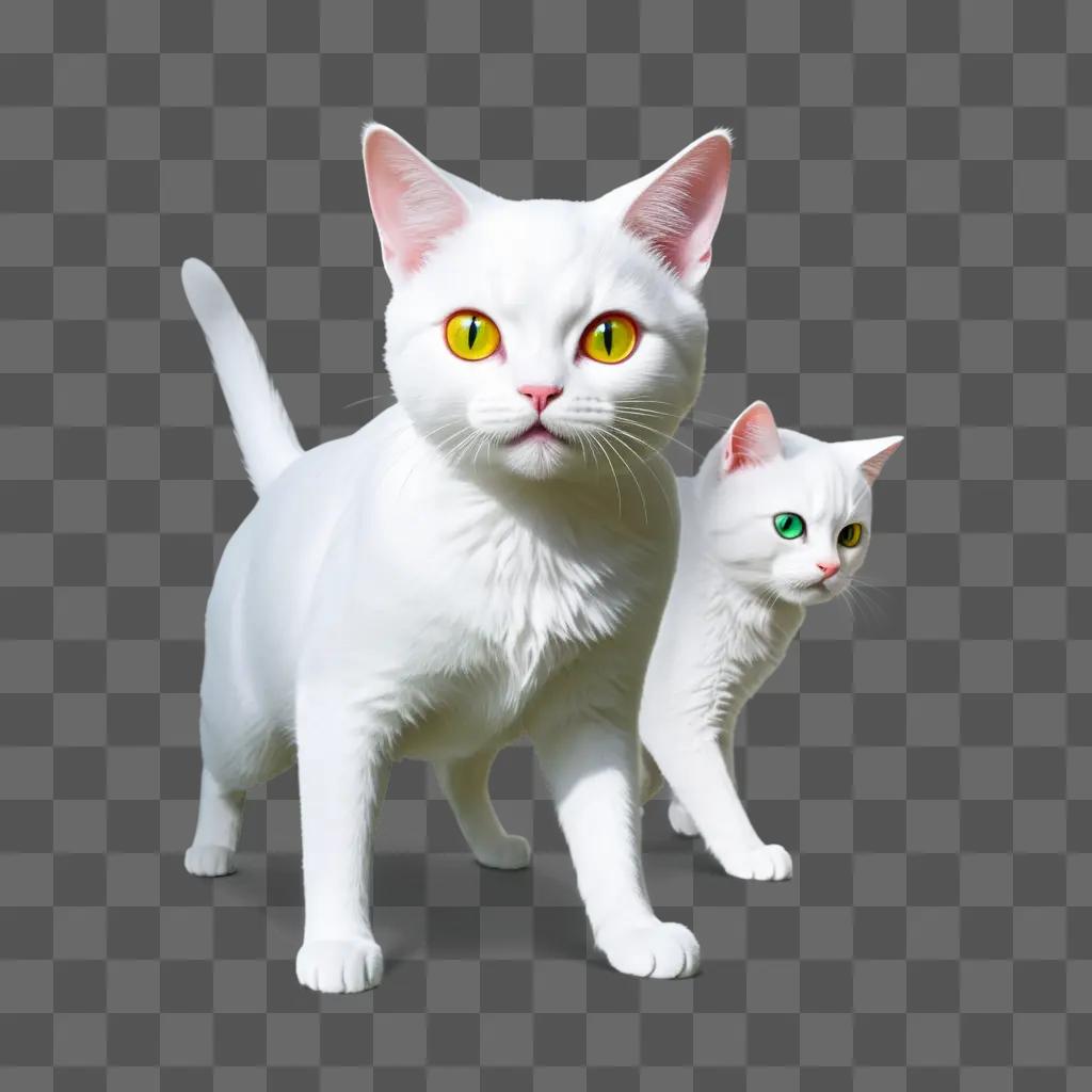 white cat with yellow eyes in an anime style