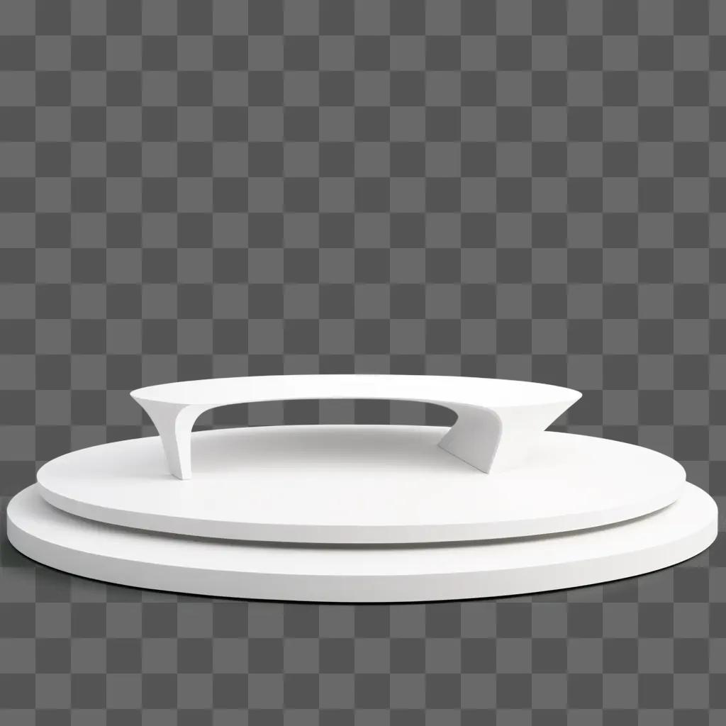 white circular platform on a gray background