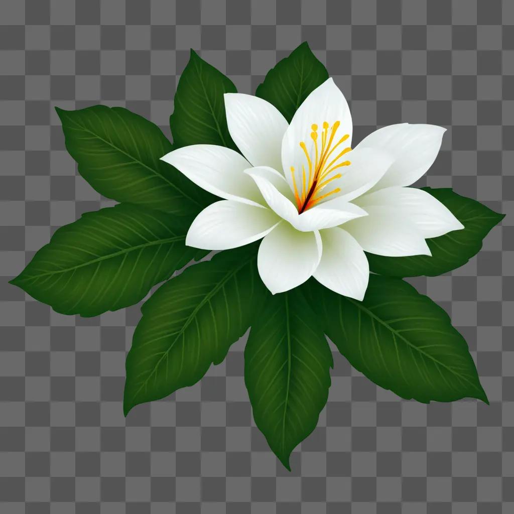 white clipart flower with yellow center