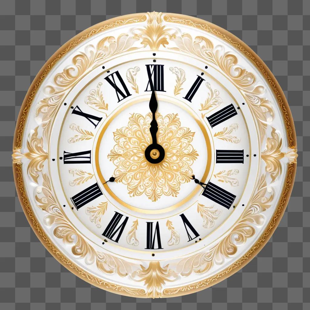 white clock face with black hands and roman numerals