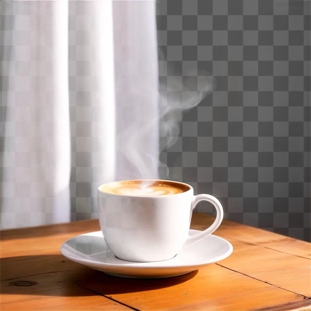 white coffee cup on a wooden table