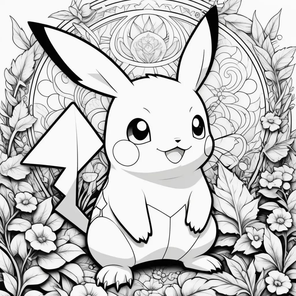 white coloring page of a Pikachu