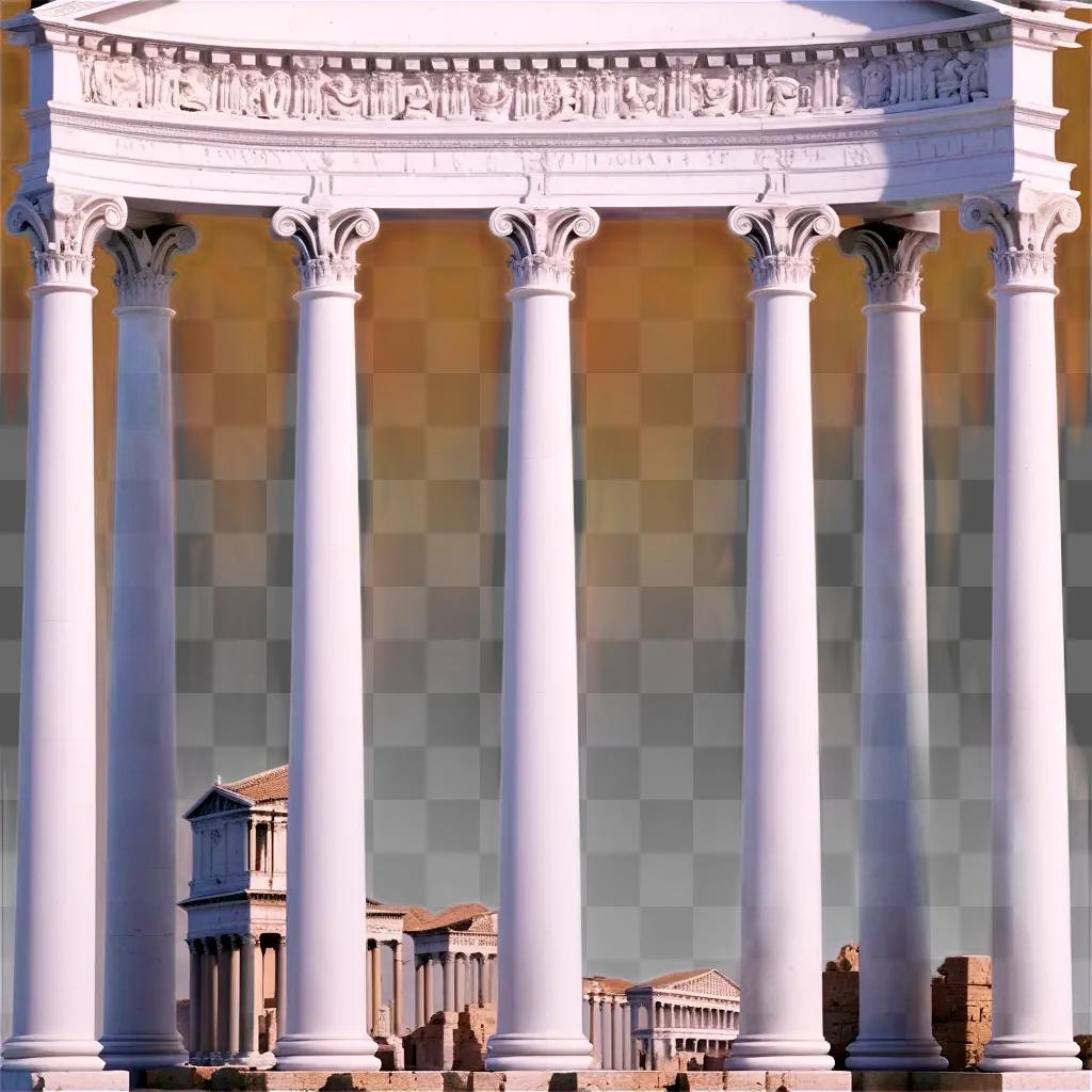 ローマ時代の遺跡にある白い円柱構造