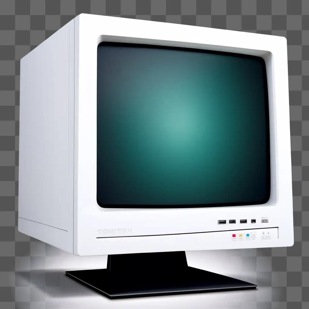 white computer monitor with green screen