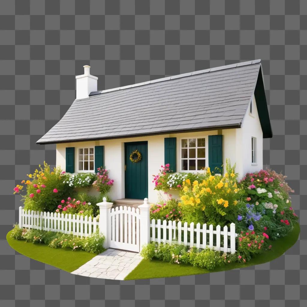 white cottage with green door and porch