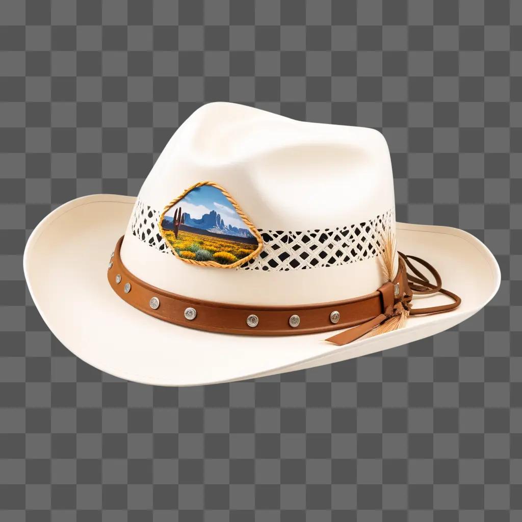 white cowboy hat with a map pin on it