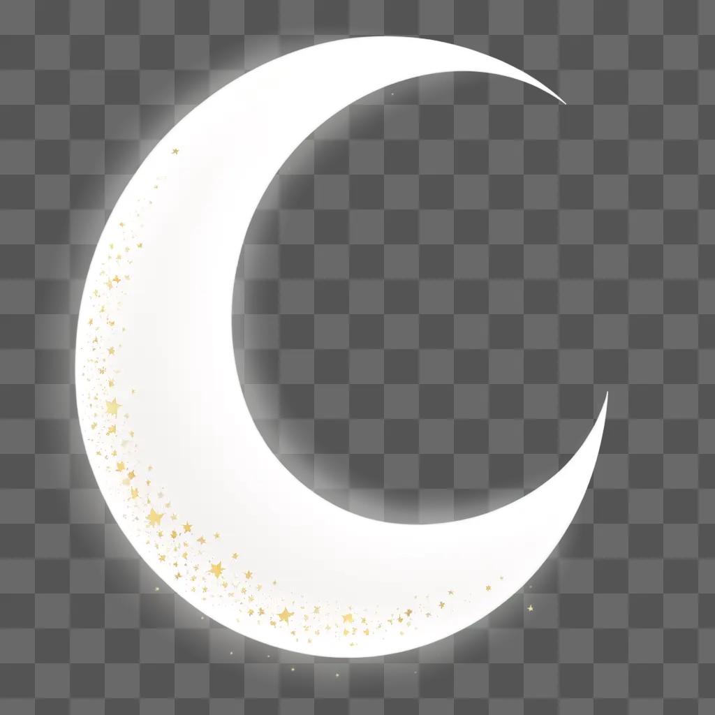 white crescent moon with gold stars