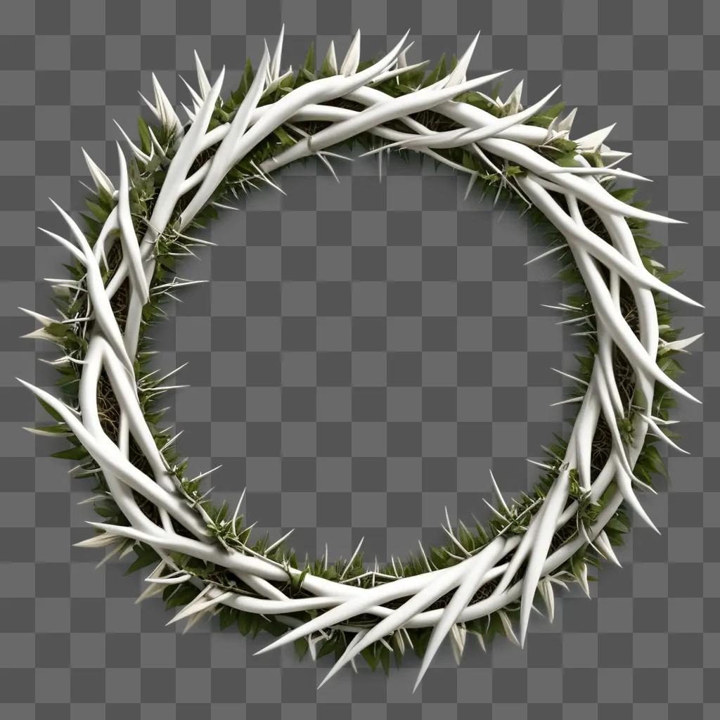 white crown of thorns rests on a grey surface