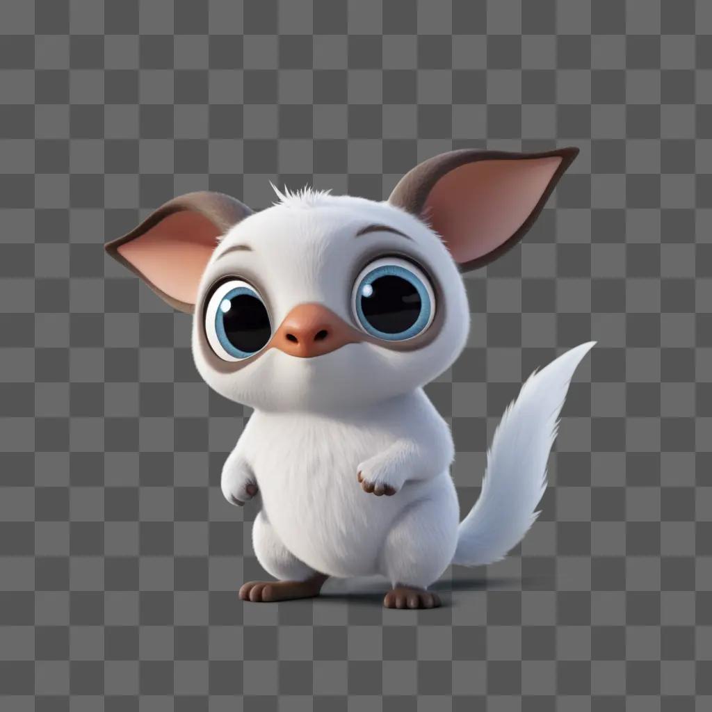 white cute animal with big eyes in a png image