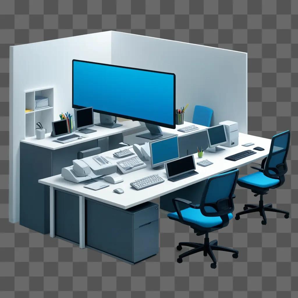 white desk with a computer and monitors