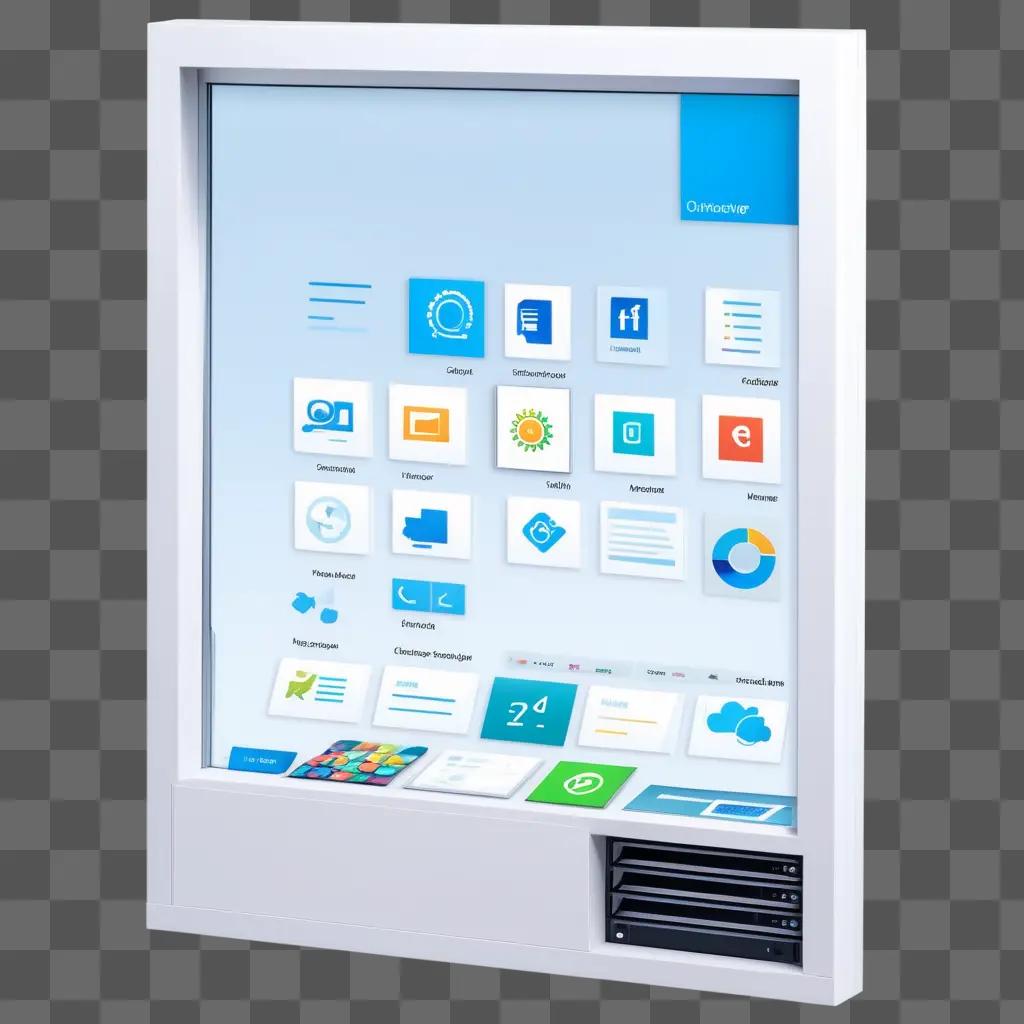 white display with icons on a window