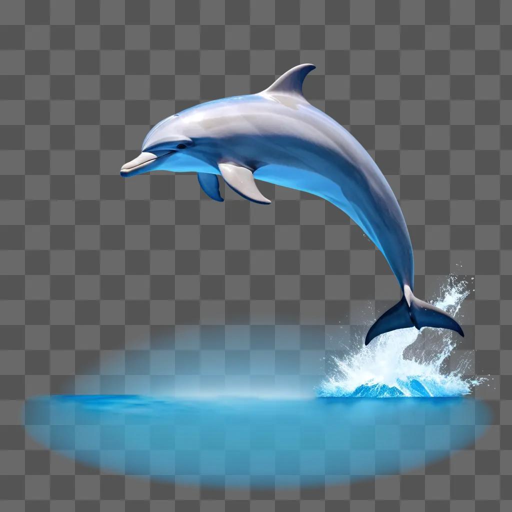 white dolphin leaps over a blue wave